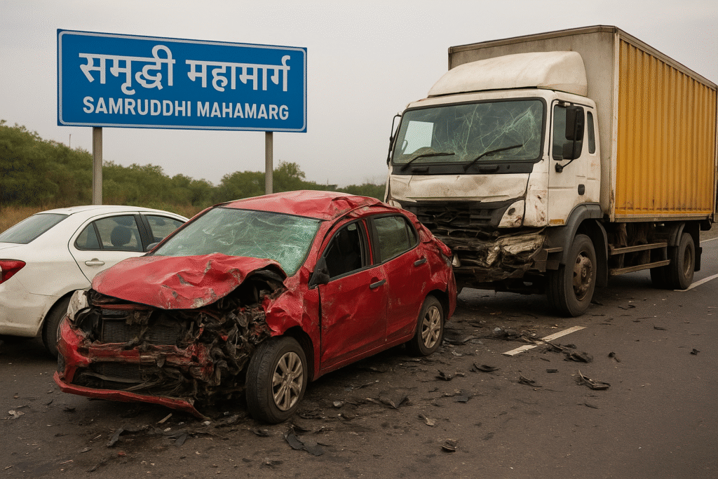 नाशिक :- समृद्धी महामार्गावर अपघातात दोन ठार,आठ जण गंभीर जखमी- (प्रतिनिधी : दिव्य भारत बीएसएम न्यूज ) फोटो १ नाशिक १० ११ २०२५